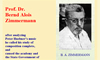 Prof. Dr. B. A. Zimmermann about Peter H&uuml;bner